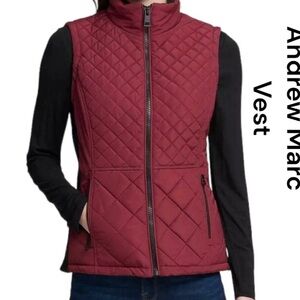 Andrew Marc Women's Quilted Vest - Burgundy Sz M